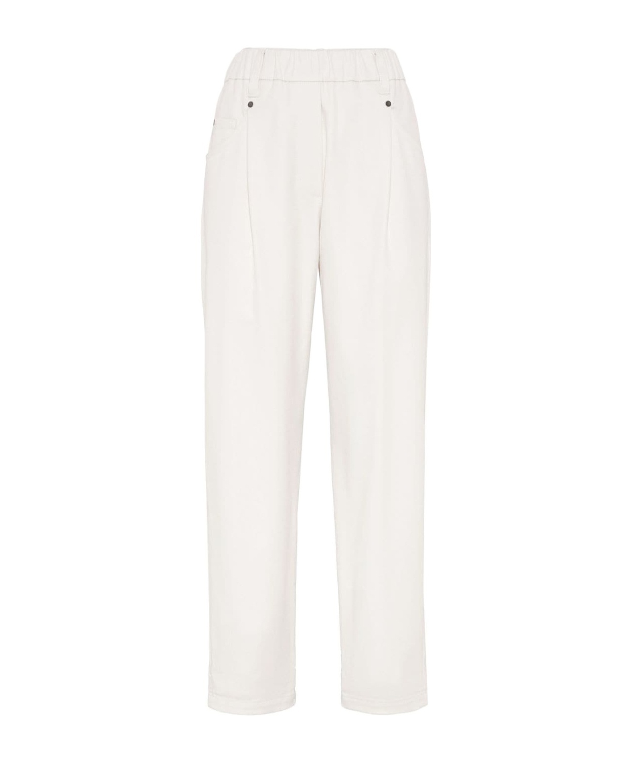 Brunello Cucinelli Straight-leg Cotton Trousers In White