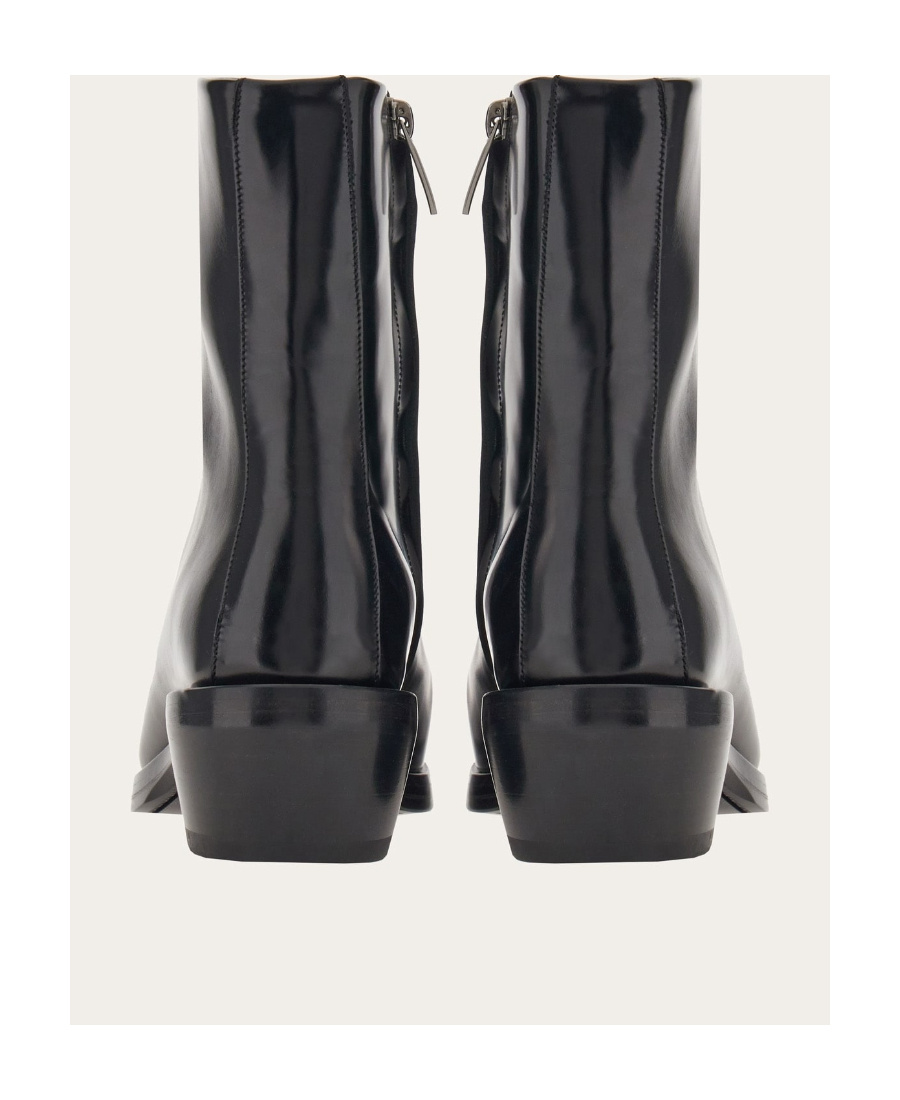 Ferragamo Salvatore  Squared-toe Side-zip Ankle Boots In Black