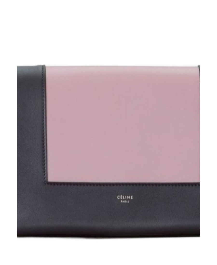 Celine Frame Medium Smooth Cow Leather Two-color Handbag In Black