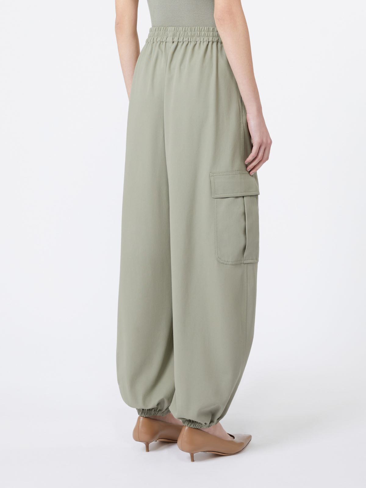 Max Mara Cotton Canvas Baggy Trousers In Green