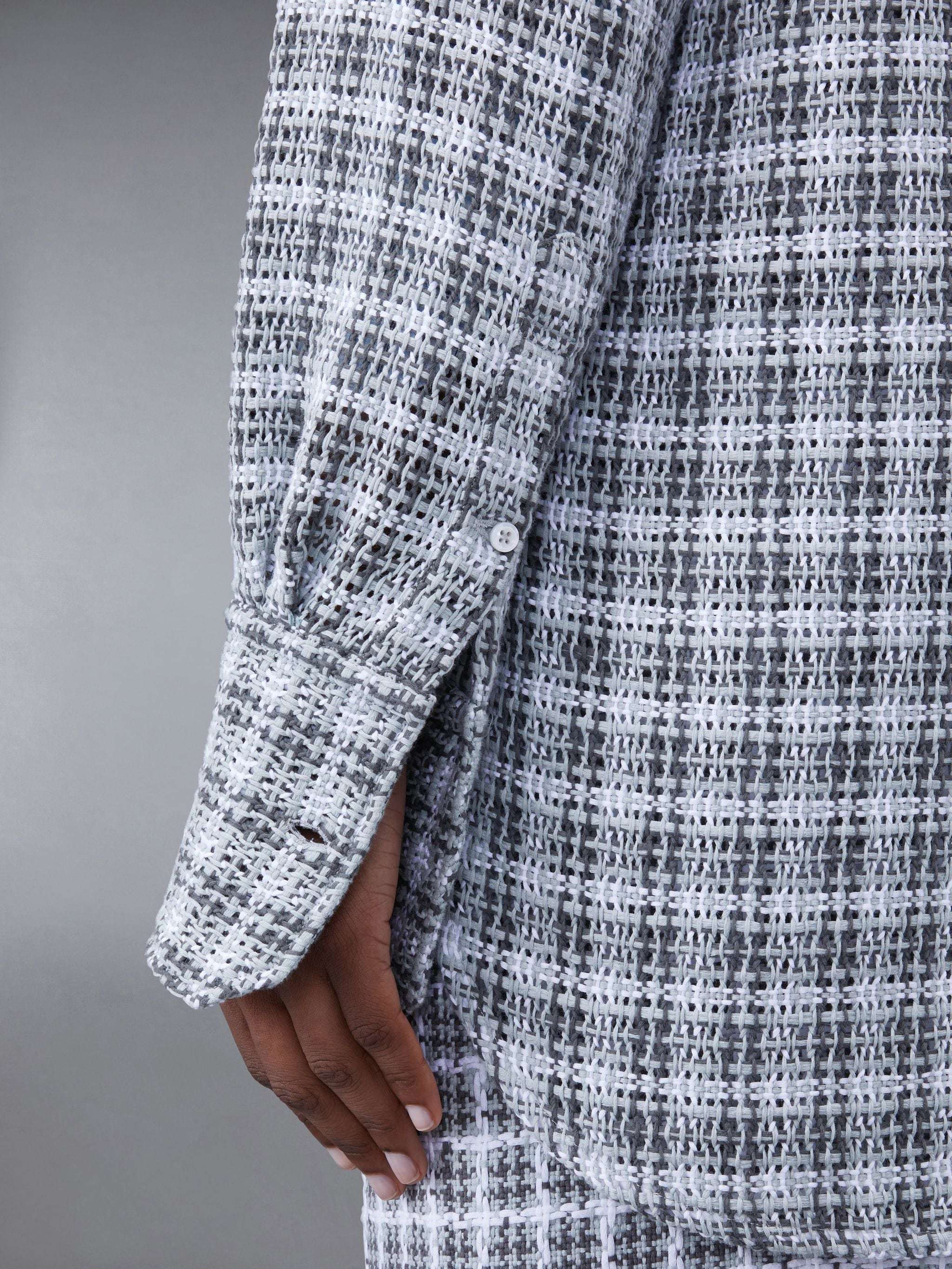 Thom Browne Plaid Crochet Shirt In Blue