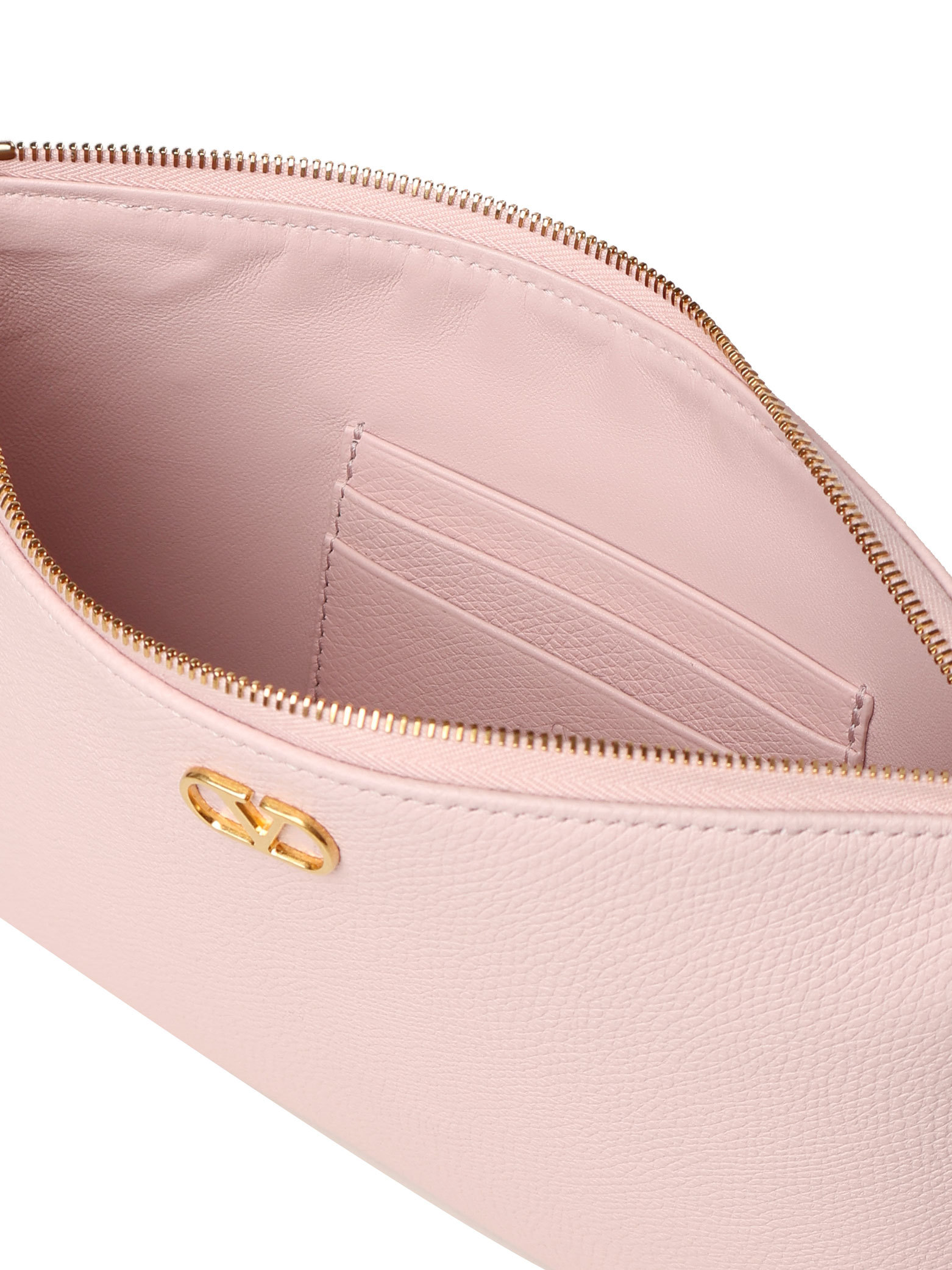 Valentino Vlogo Signature Zip-up Clutch Bag In Nude