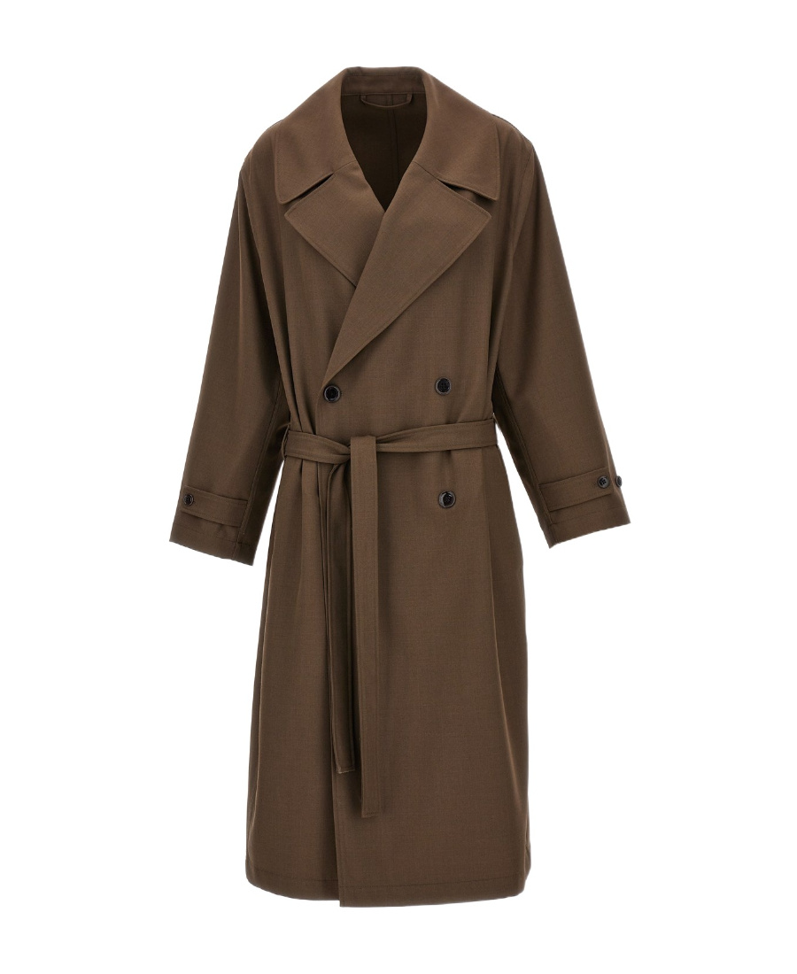 Lemaire Brown Double-breasted Trench Coat In Brown