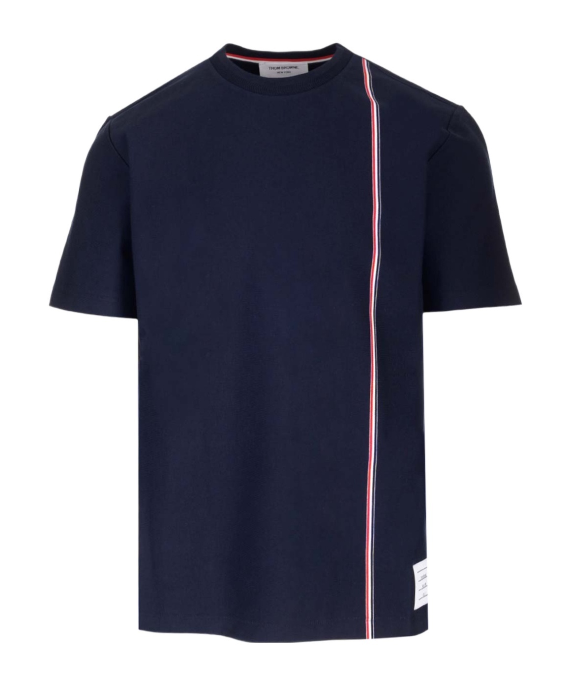 Thom Browne Signature Stripe Crewneck T-shirt In Black