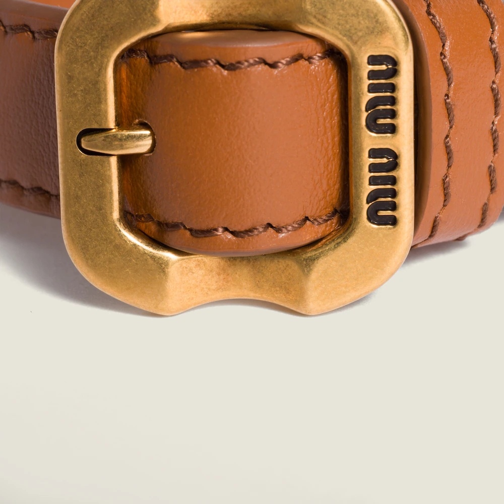 Miu Miu Leather Bracelet In Brown