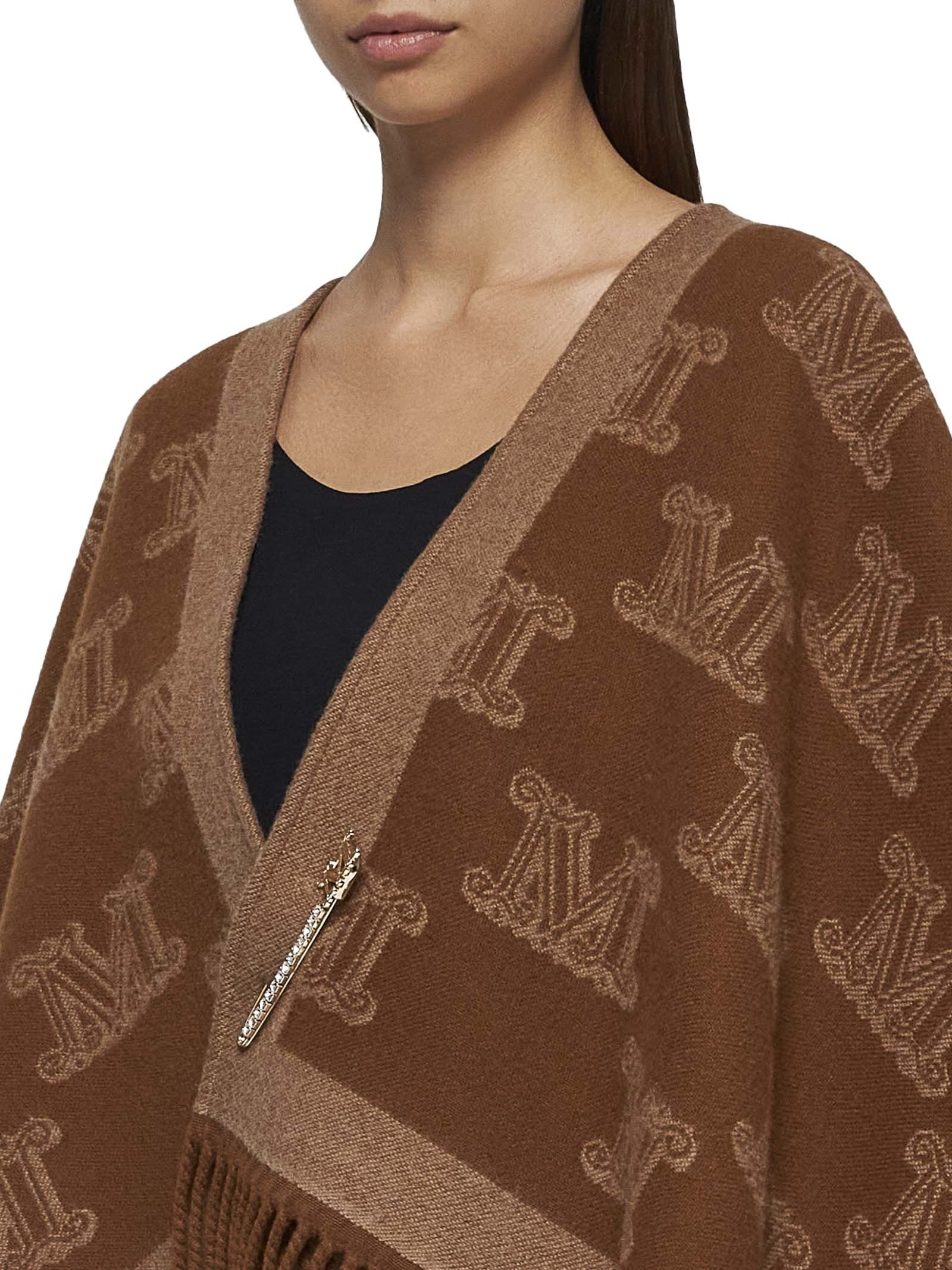 Max Mara Maxmara Studio Frine Cape In Brown