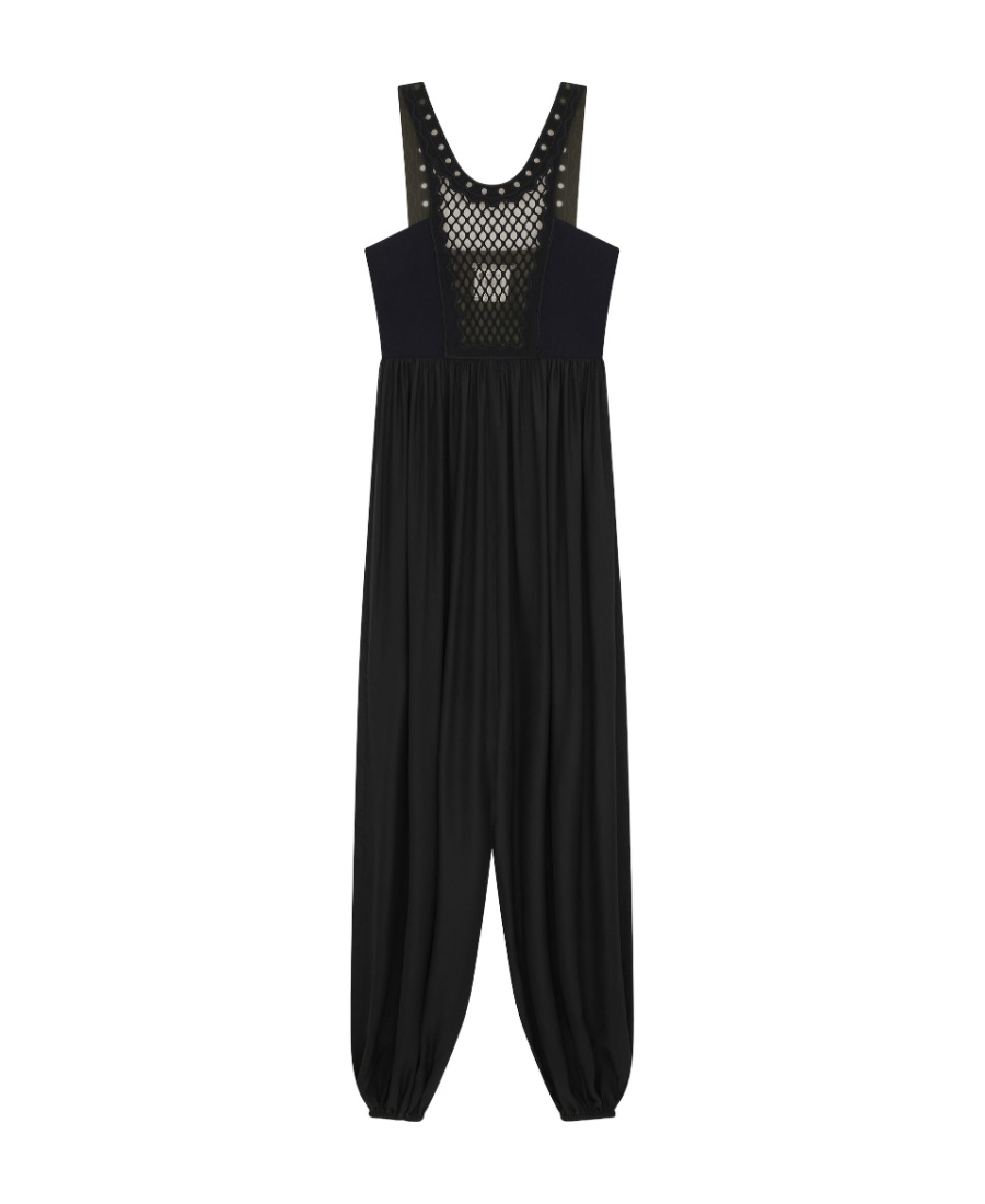 Stella Mccartney Black Mesh Spliced Jumpsuit In Black