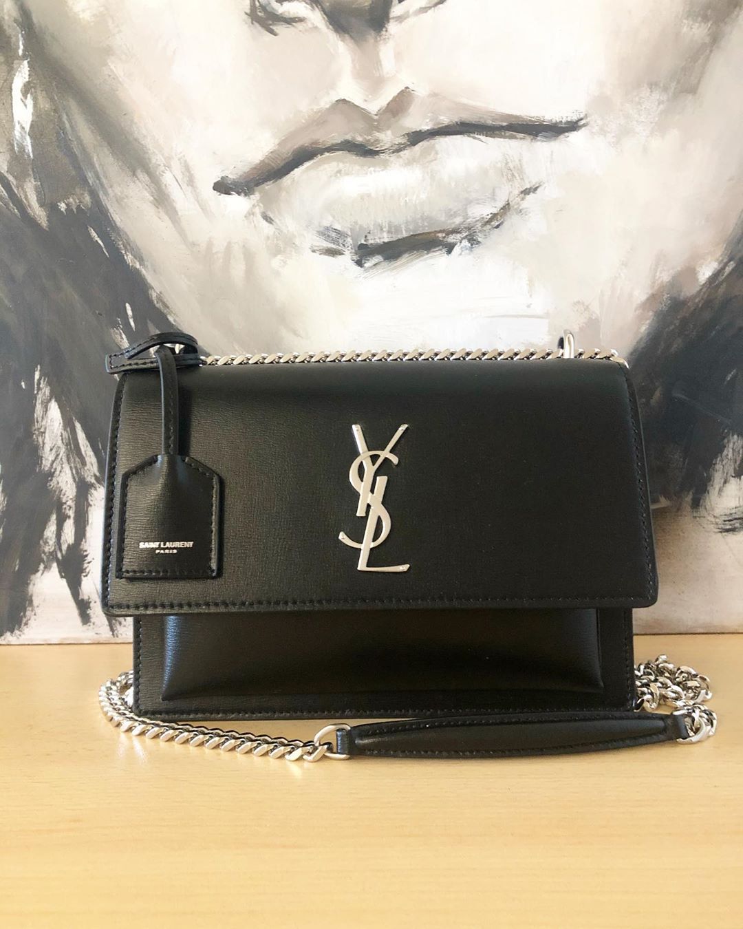 Saint Laurent Medium Sunset Shoulder Bag In Black