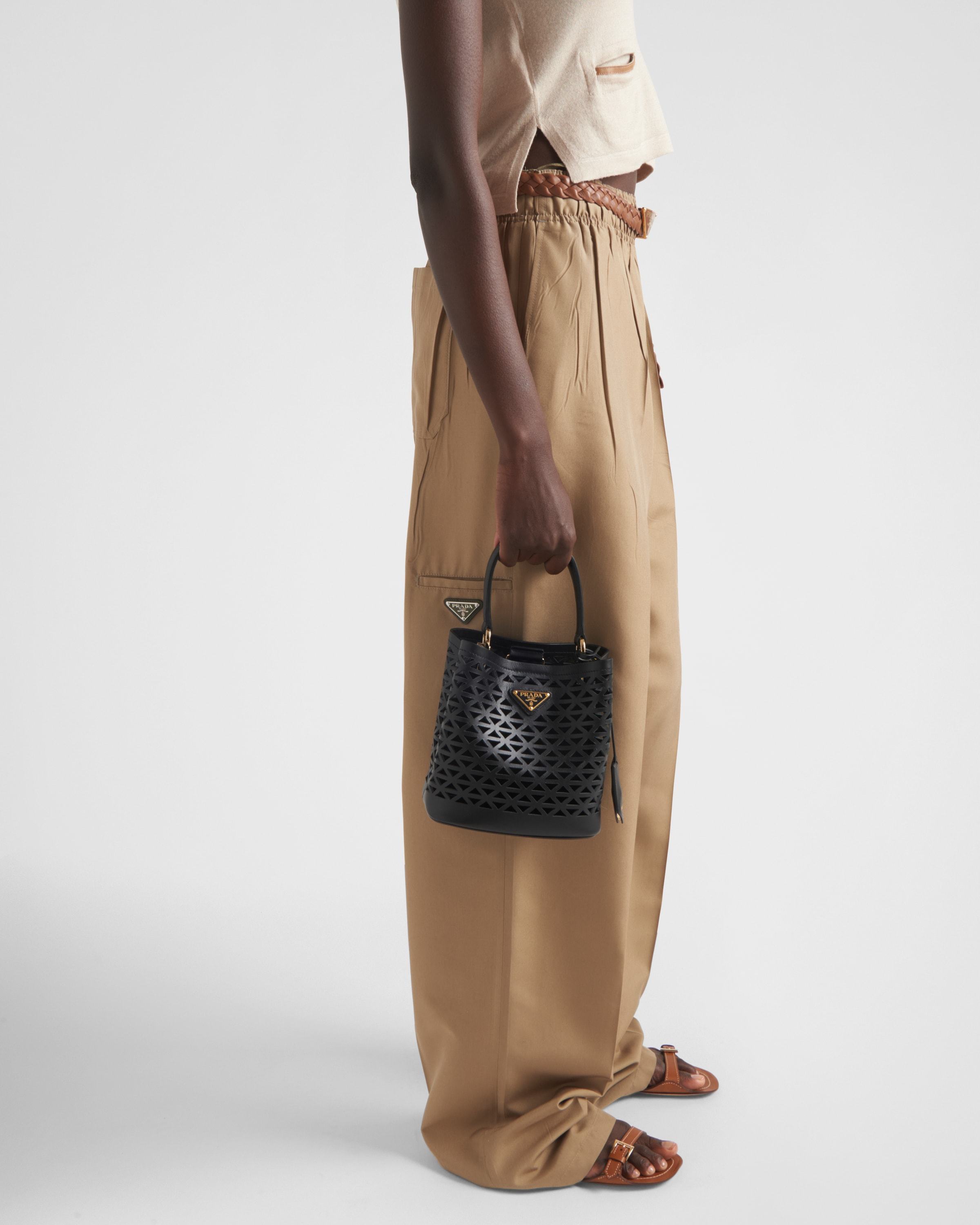 Prada Triangle-logo Plaque Wide-leg Pants In Green