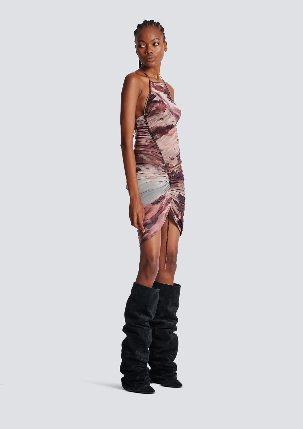 Balmain Pastel-print Tulle Dress In Multicolor