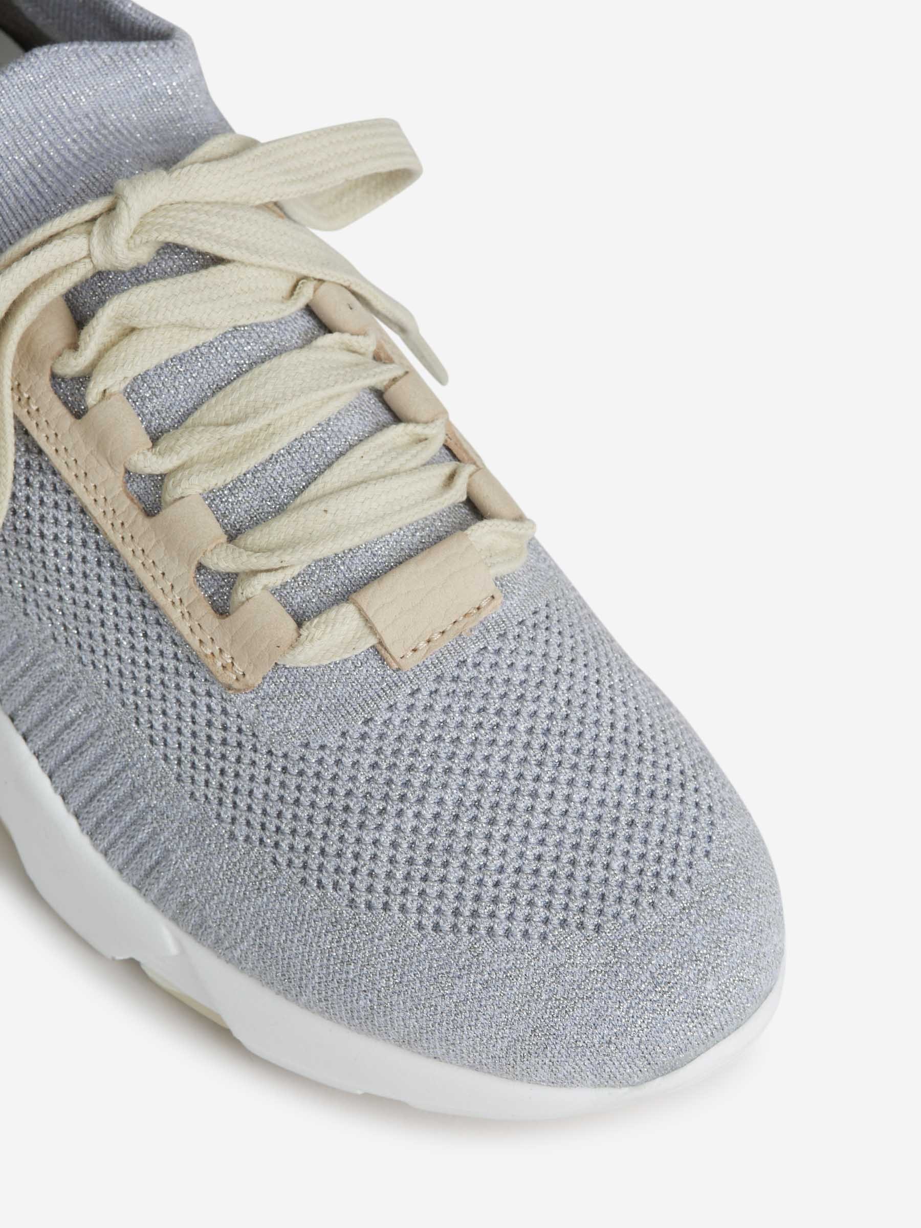Peserico Lurex Knitted Sneakers In Gray