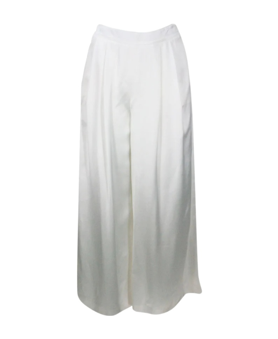Fabiana Filippi Wide-legged Casual Pants With Elastic Edges In White