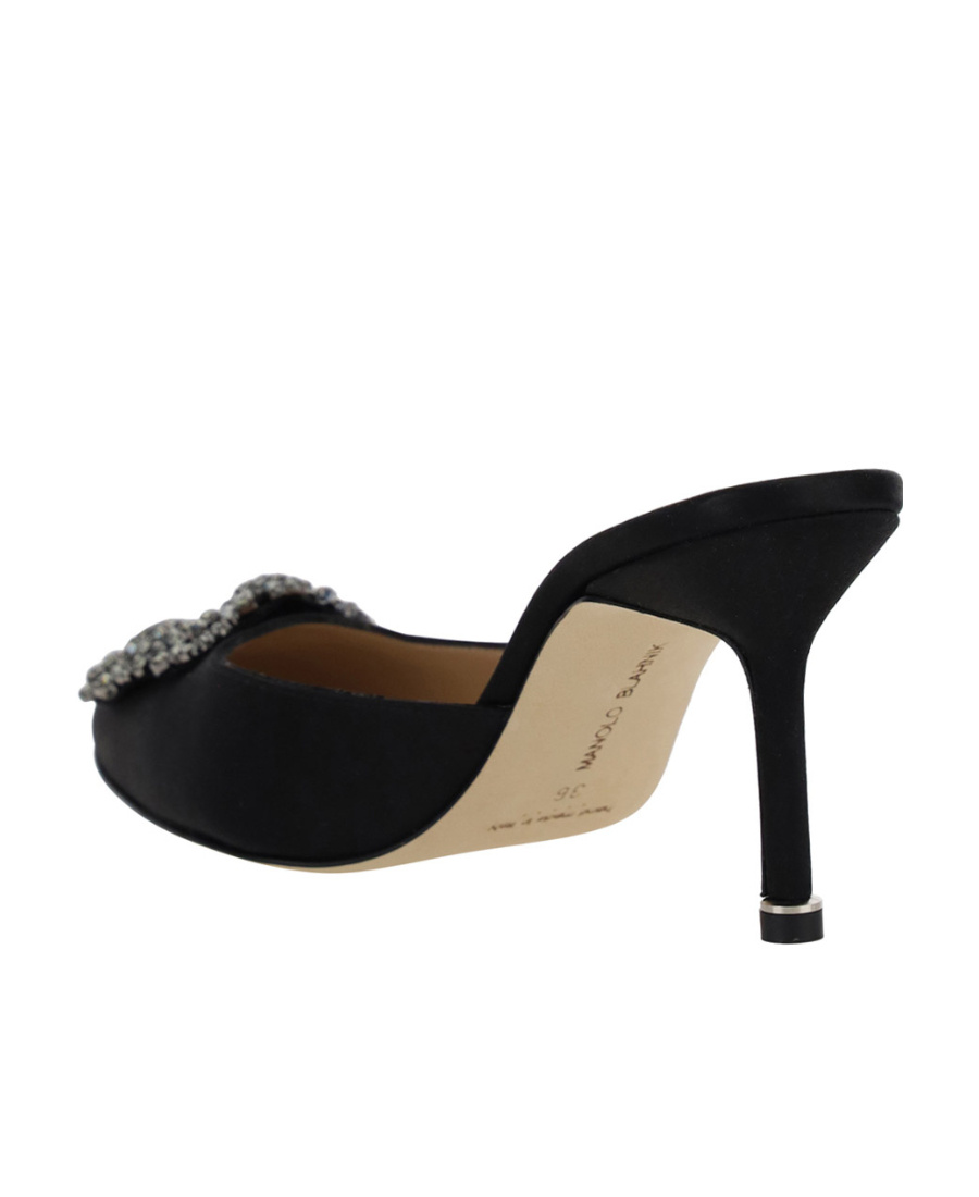 MANOLO BLAHNIK MANOLO BLAHNIK HANGISIMUHK SATIN BUCKLE EMBELLISHED MULES