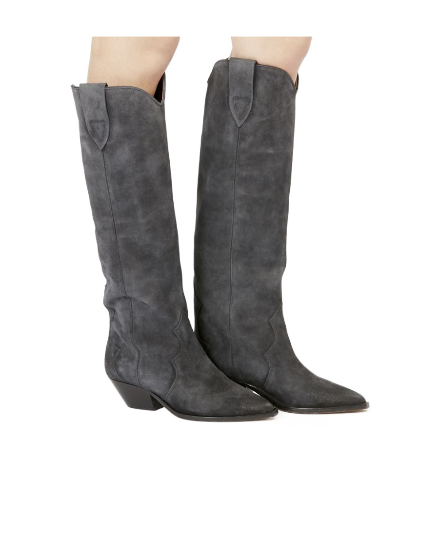 Isabel Marant Denvee Suede Cowboy Boots In Black
