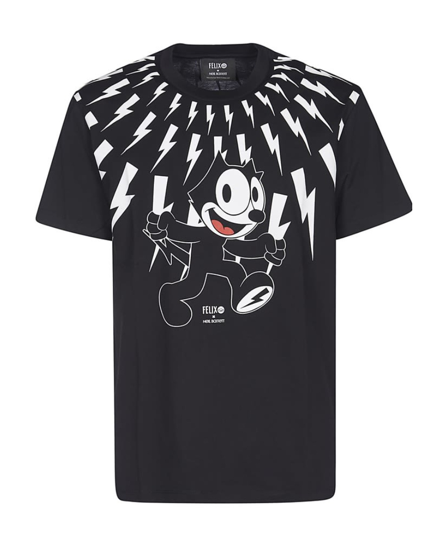Neil Barrett X Felix The Cat Thunder Bolt T-shirt In Black