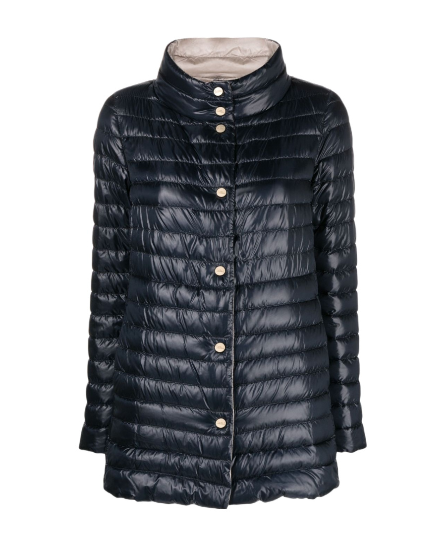 Herno Navy A-line Reversible Down Jacket For Women In Black