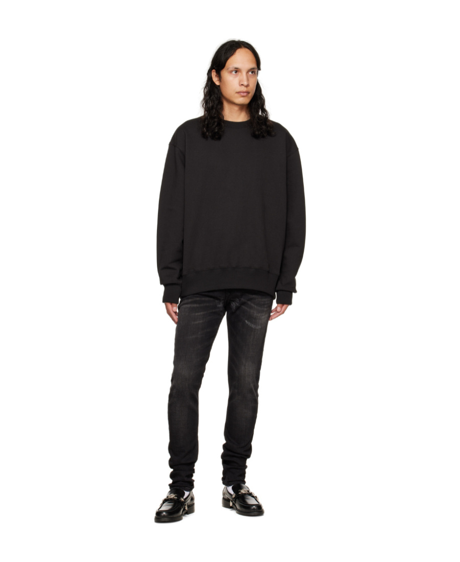 We11 Done Logo Round Neck Hoodie In Black