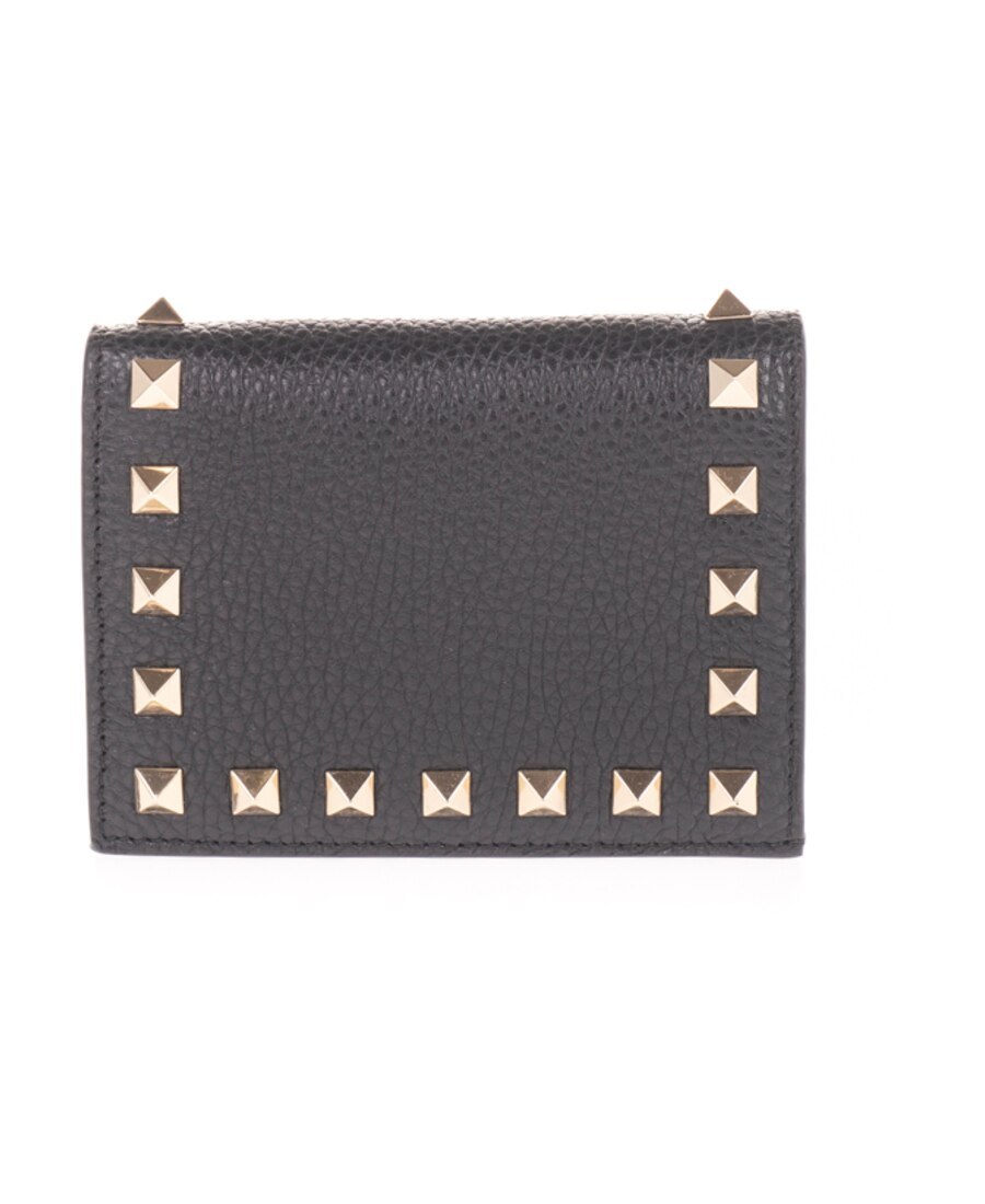 Valentino Compact Rockstud Wallet In Black