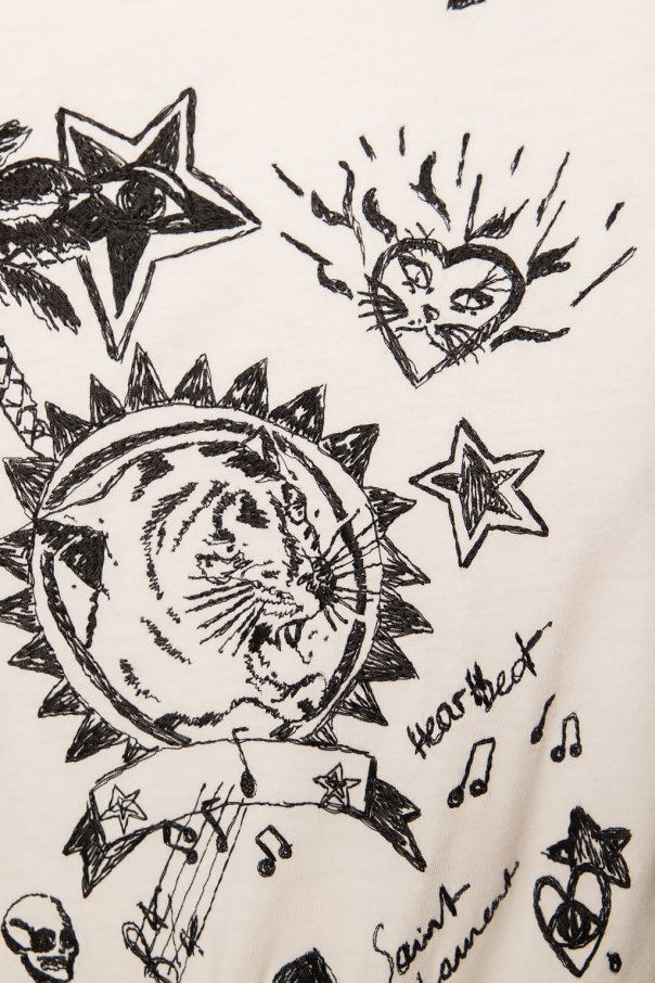 Saint Laurent Graphic Print T-shirt In White