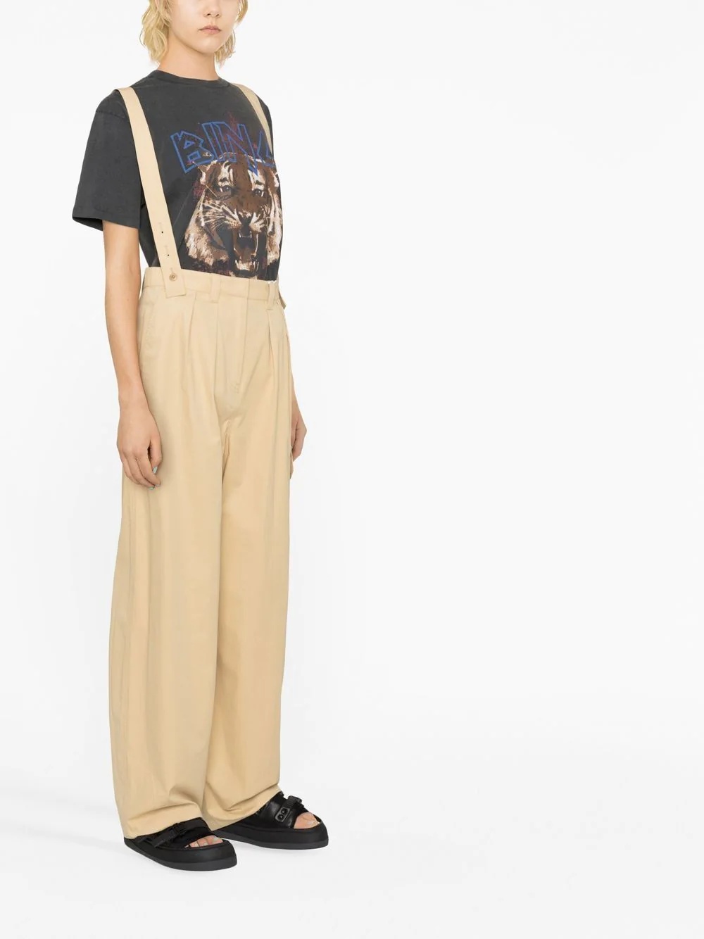 Kenzo Straight-leg Braces Cargo Trousers In Nude