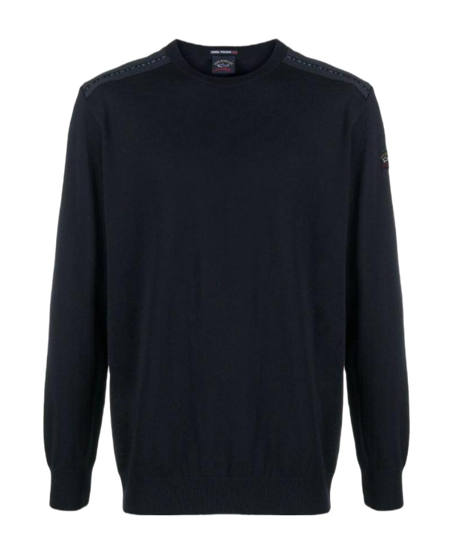 Paul & Shark Maglia Con Scollo A V In Lana Merino Con Badge Iconico In Black