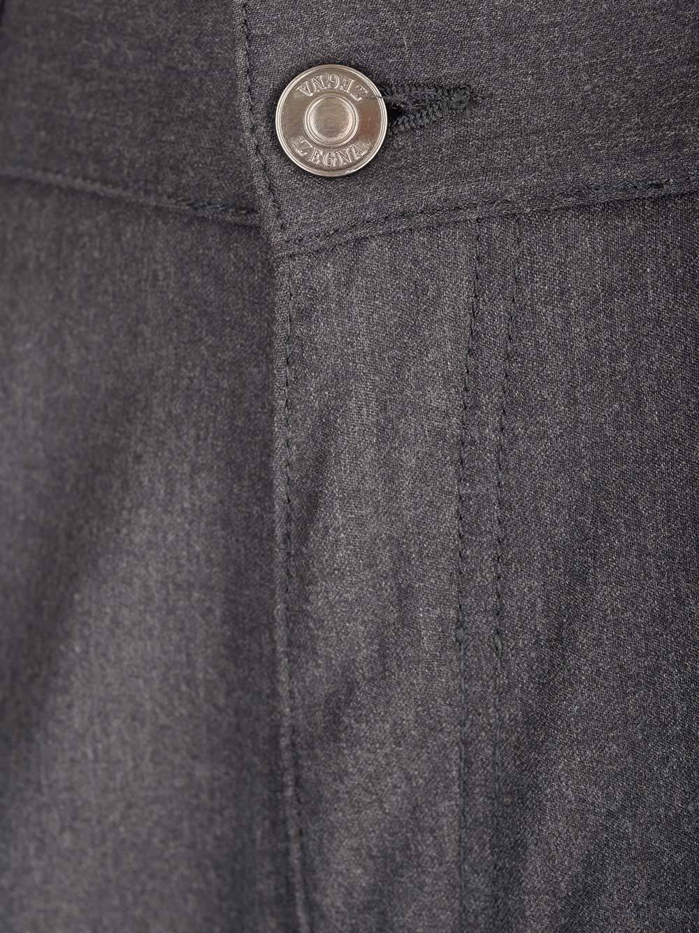 Zegna Logo Patch Slim Cut Trousers In Blue