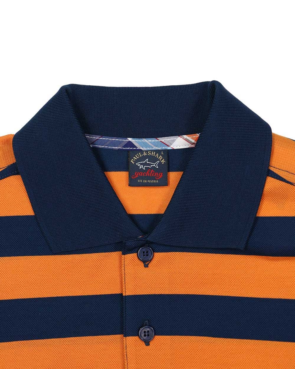 Paul & Shark Striped Polo Shirt In Orange