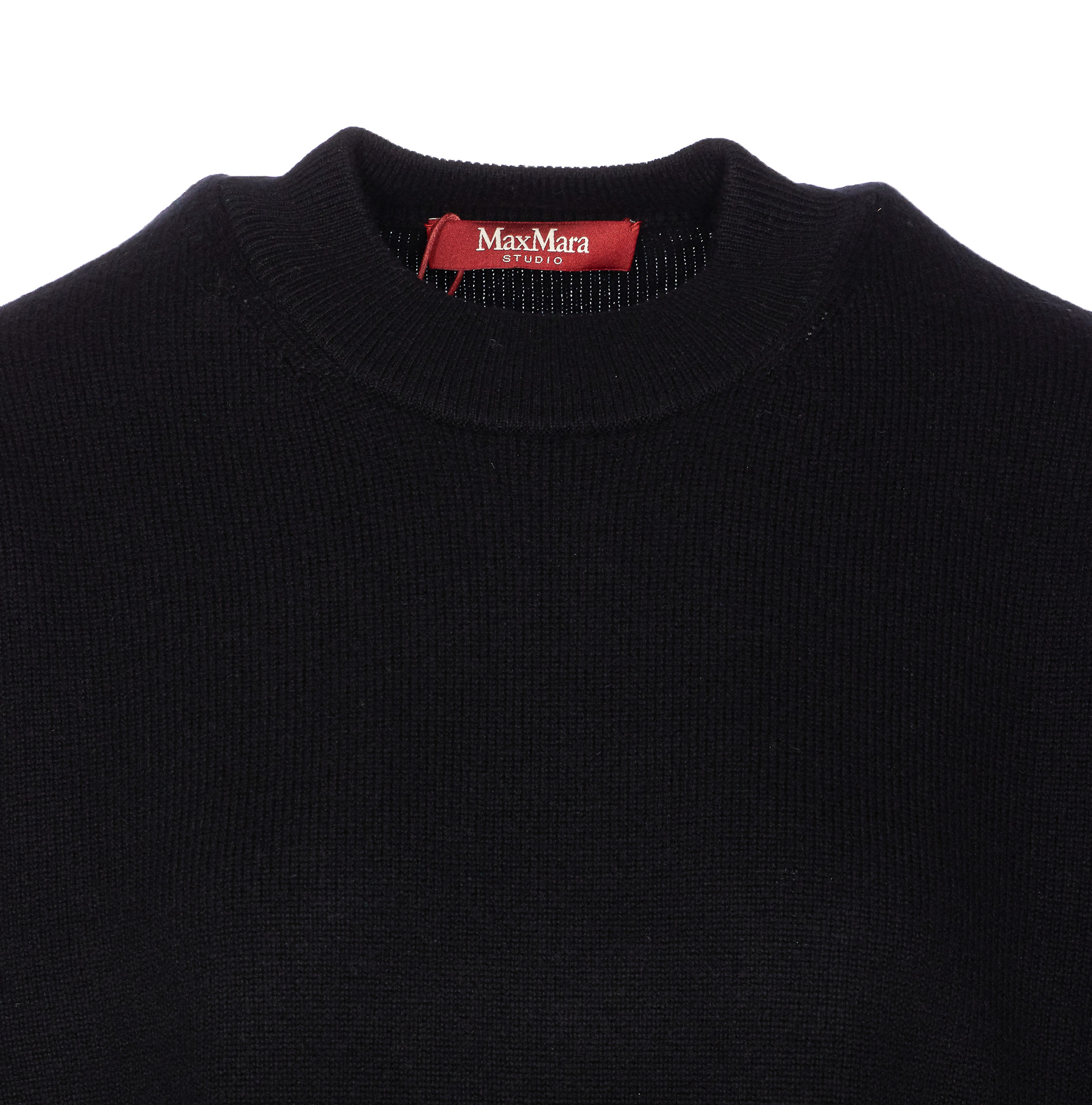 Max Mara Crew-neck Side-split Sweater In Black