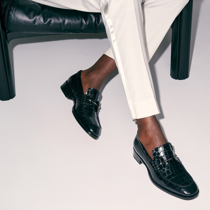Christian Louboutin Embossed Slip-on Loafers In Black
