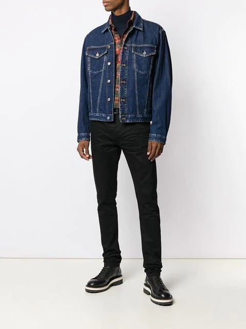 Shop Dsquared2 Lapel Denim Jacket In Blue