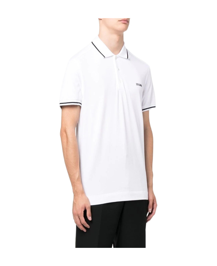 Shop Zegna Logo-embroidered Polo Shirt In White