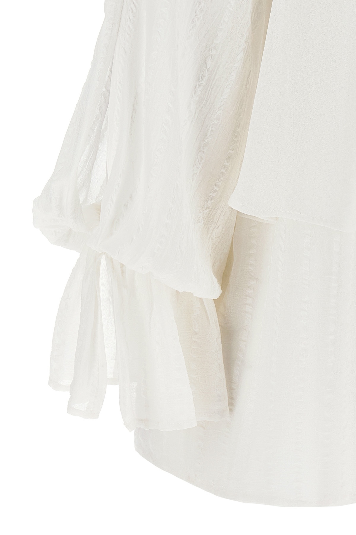Pinko Layered Sheer Fabric Top With Tassel Detail In White
