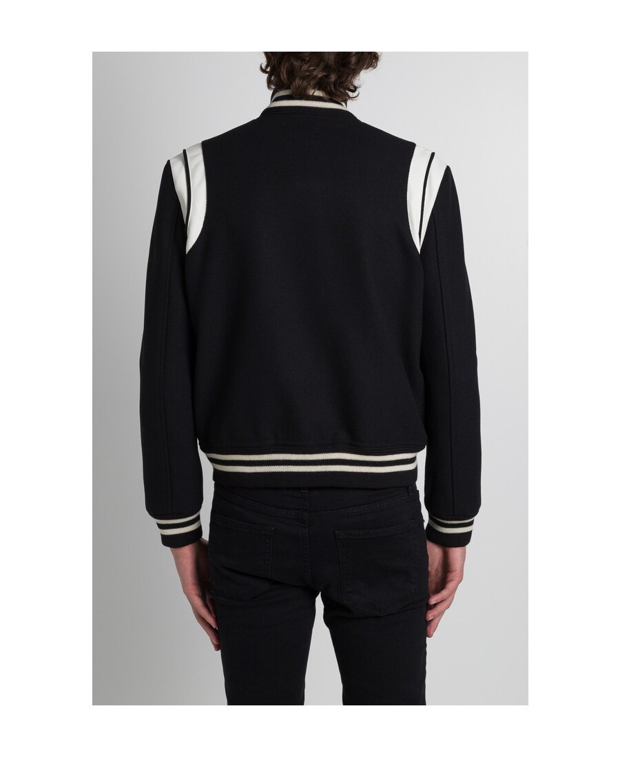 Shop Saint Laurent Teddy Bomber Jacket In Black