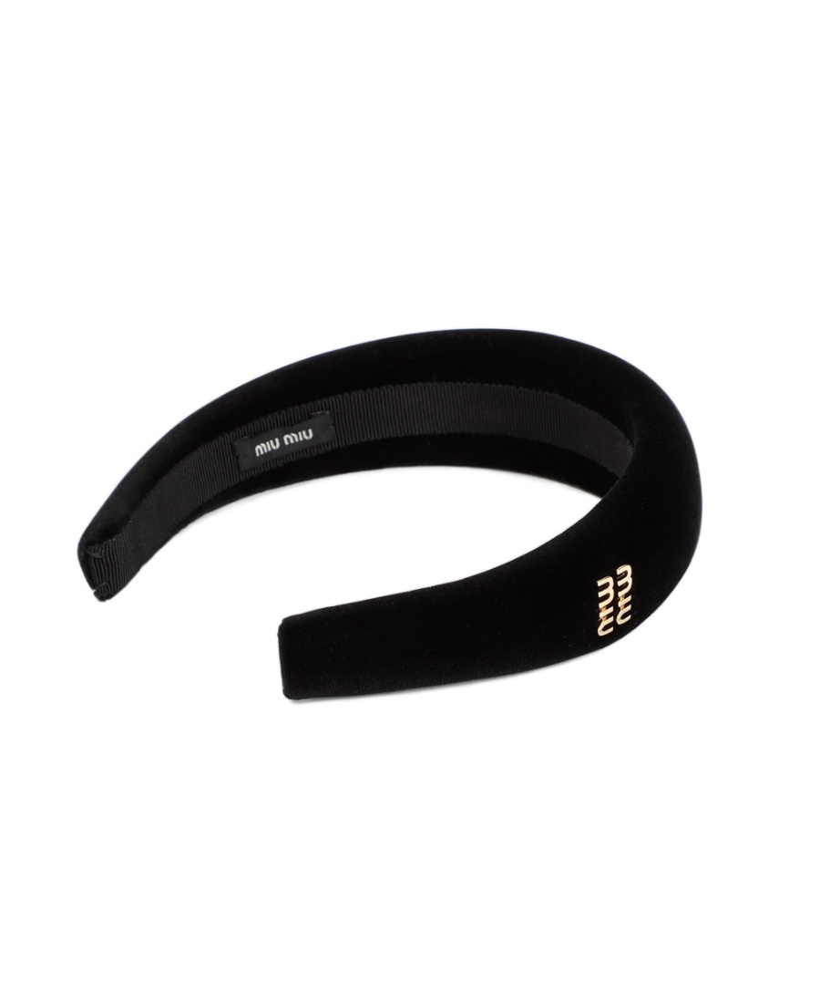 MIU MIU MIU MIU LOGO-EMBELLISHED VELVET HEADBAND