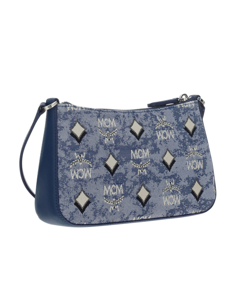 Mcm Logo Shoulder Bag In Gray