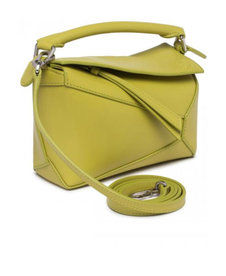 Loewe Mini Puzzle Edge Bag In Satin Calfskin In Green