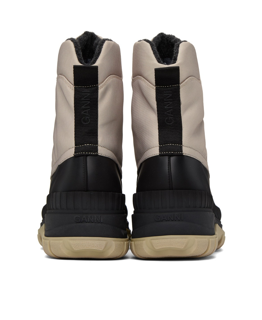Ganni Lace-up Snow Boots In Nude