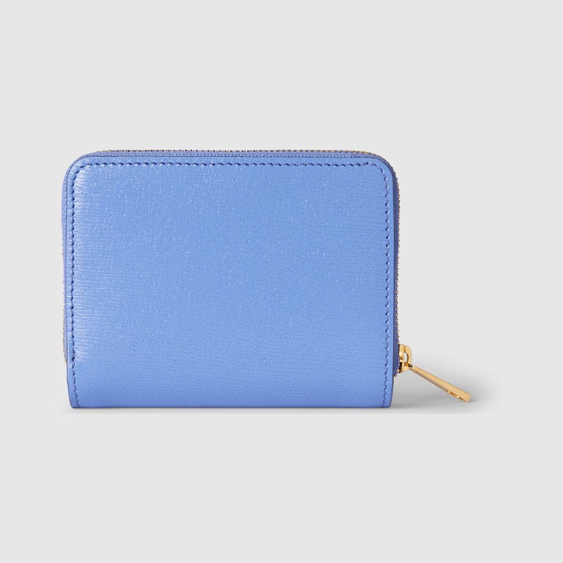 Shop Gucci Mini Zipper Wallet In Blue