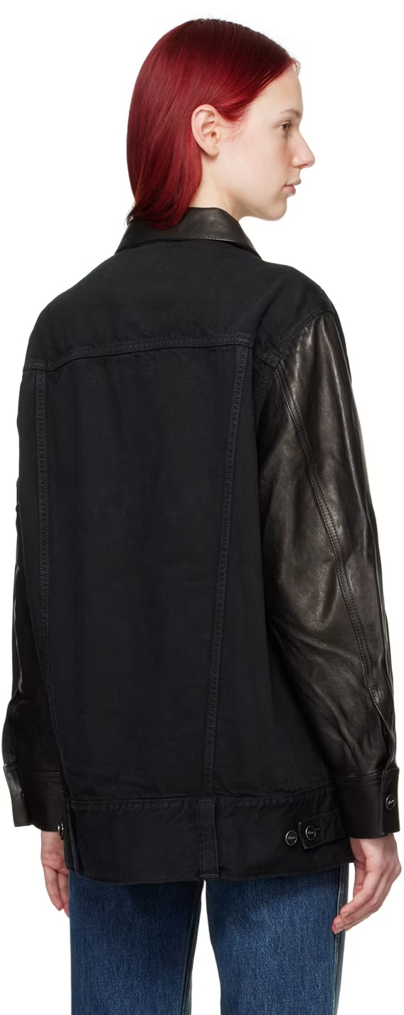 Shop Khaite Spliced Denim Coat In Black