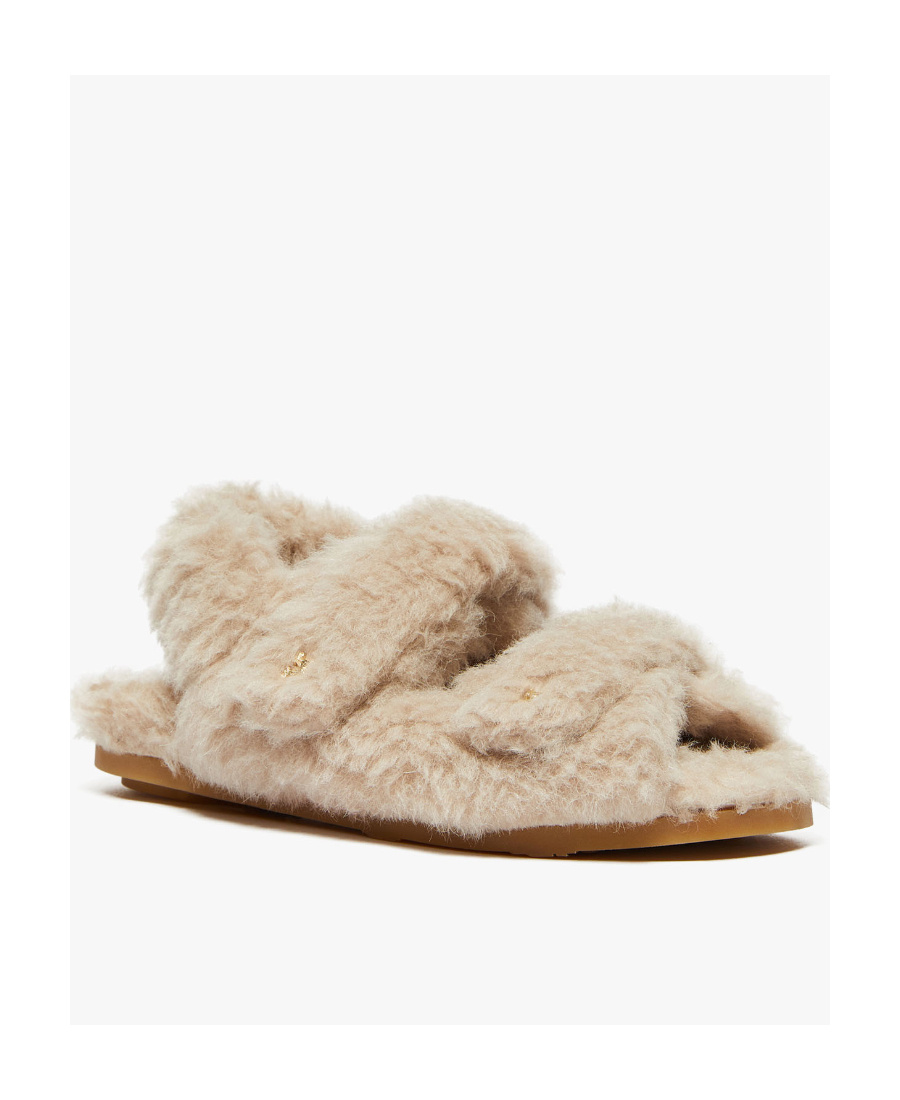 Max Mara Teddy Touch-strap Slippers In Nude