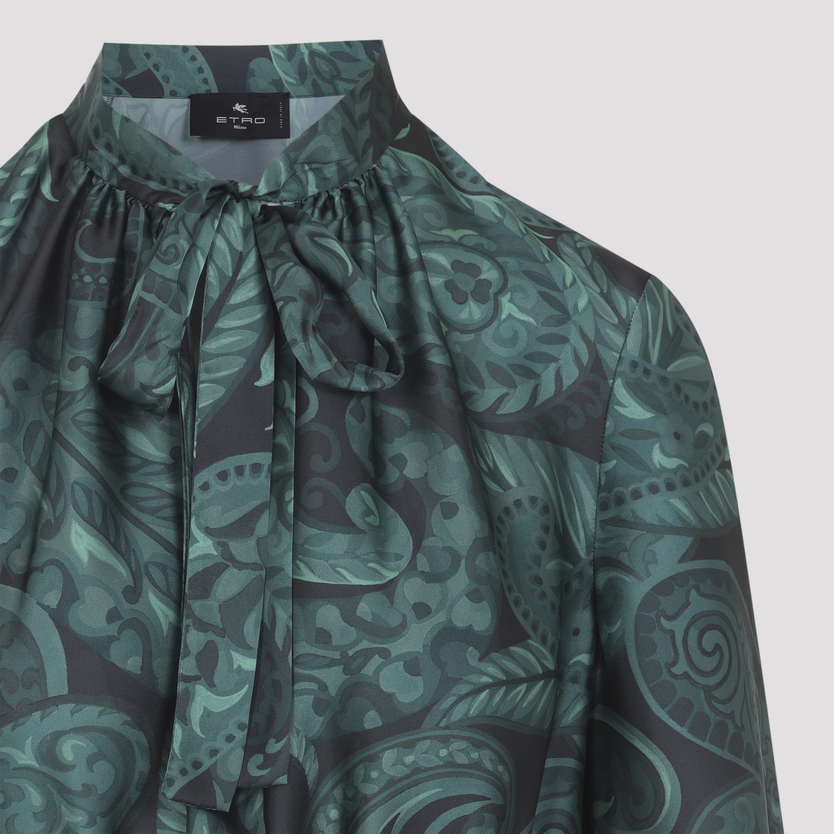 Etro Midi Ruched Dress Paisley Print In Green