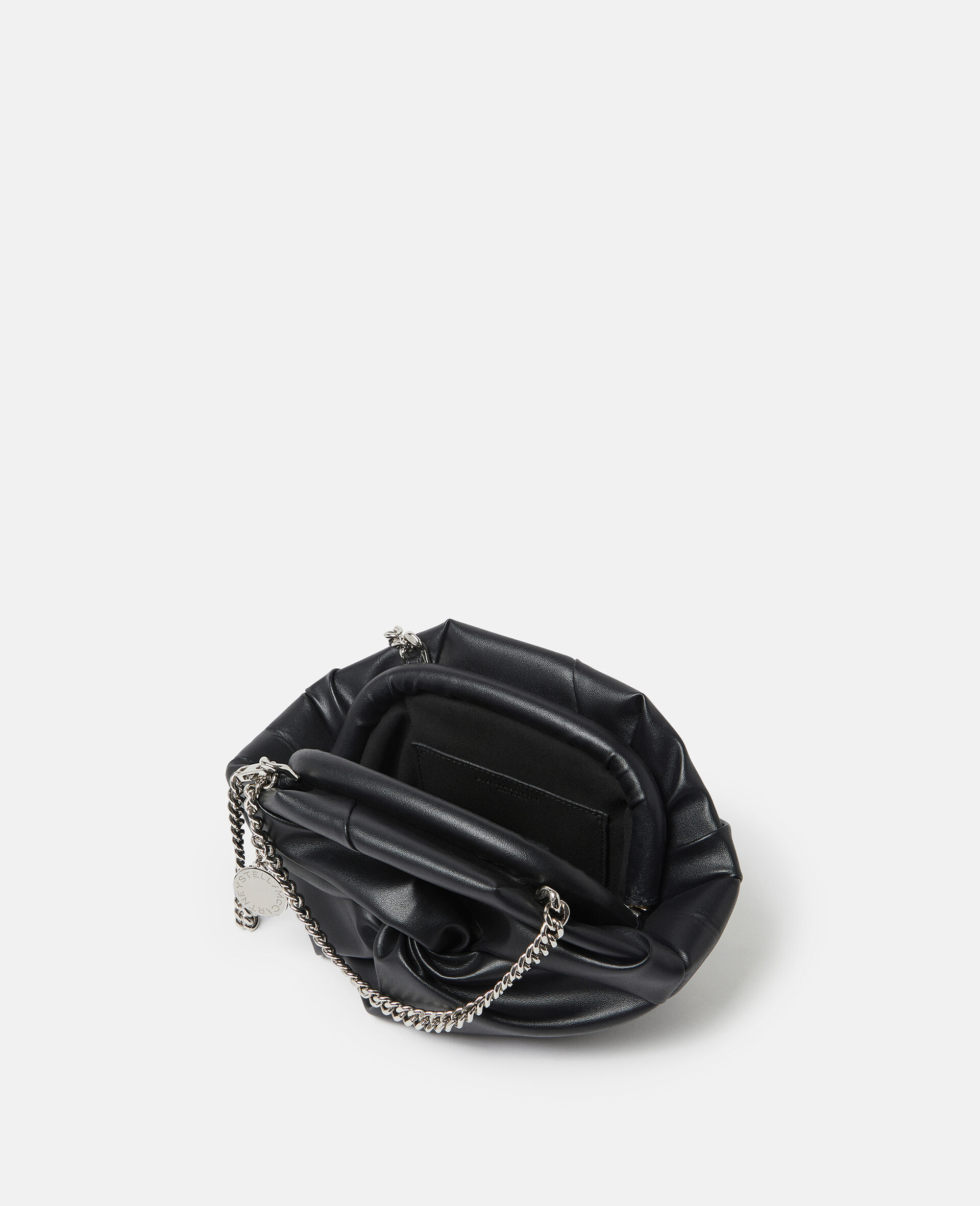 Stella Mccartney Twist Detailed Chain-linked Shoulder Bag In Black