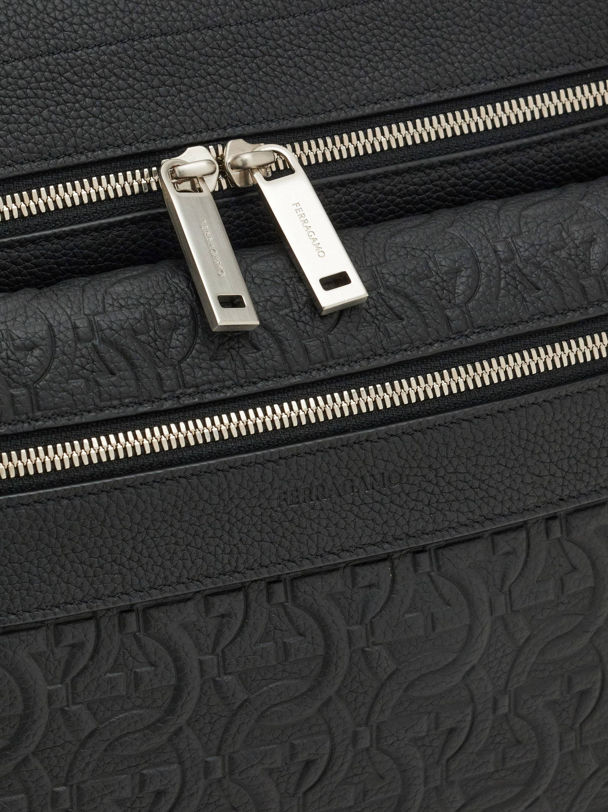 Ferragamo Embossed Satchel In Black