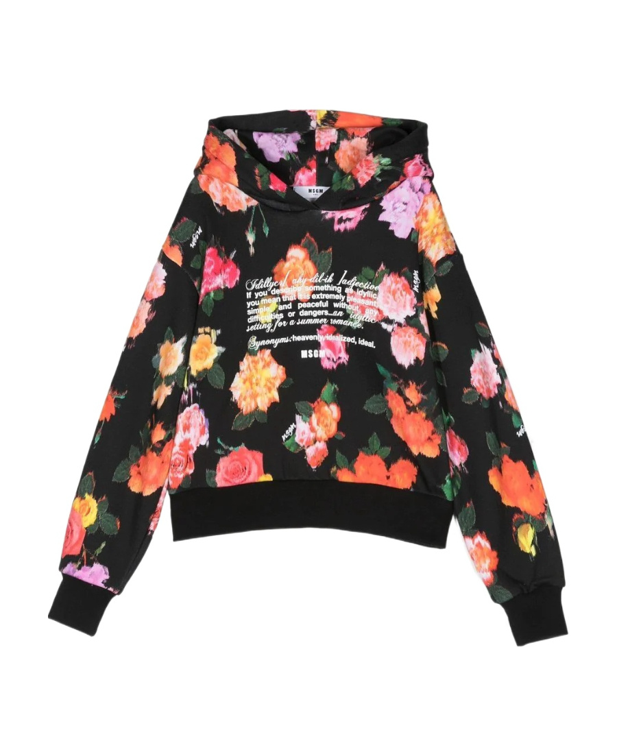 MSGM FLORAL PRINTED HOODED SWEATER