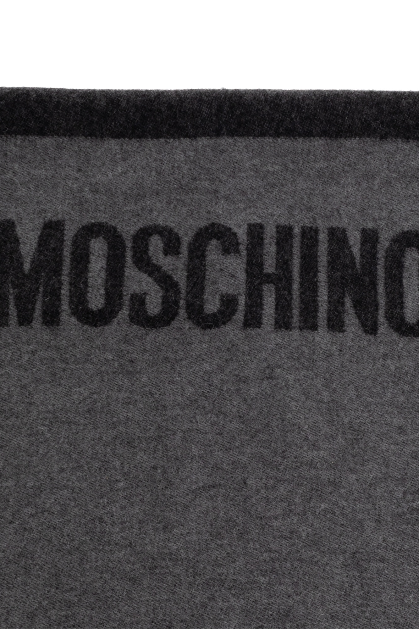 Moschino Logo-print Fringed Scarf In Black