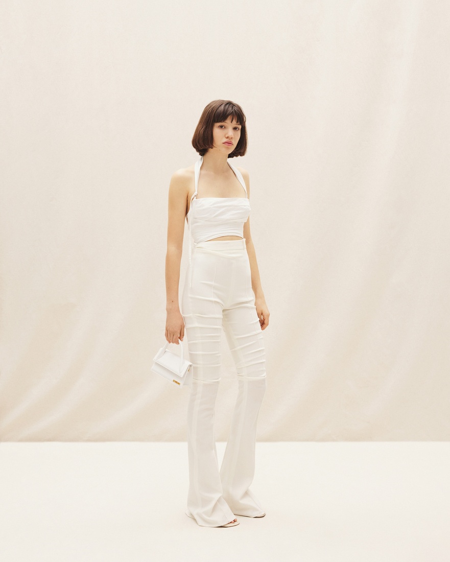 Jacquemus High-waisted Flared Trousers In White