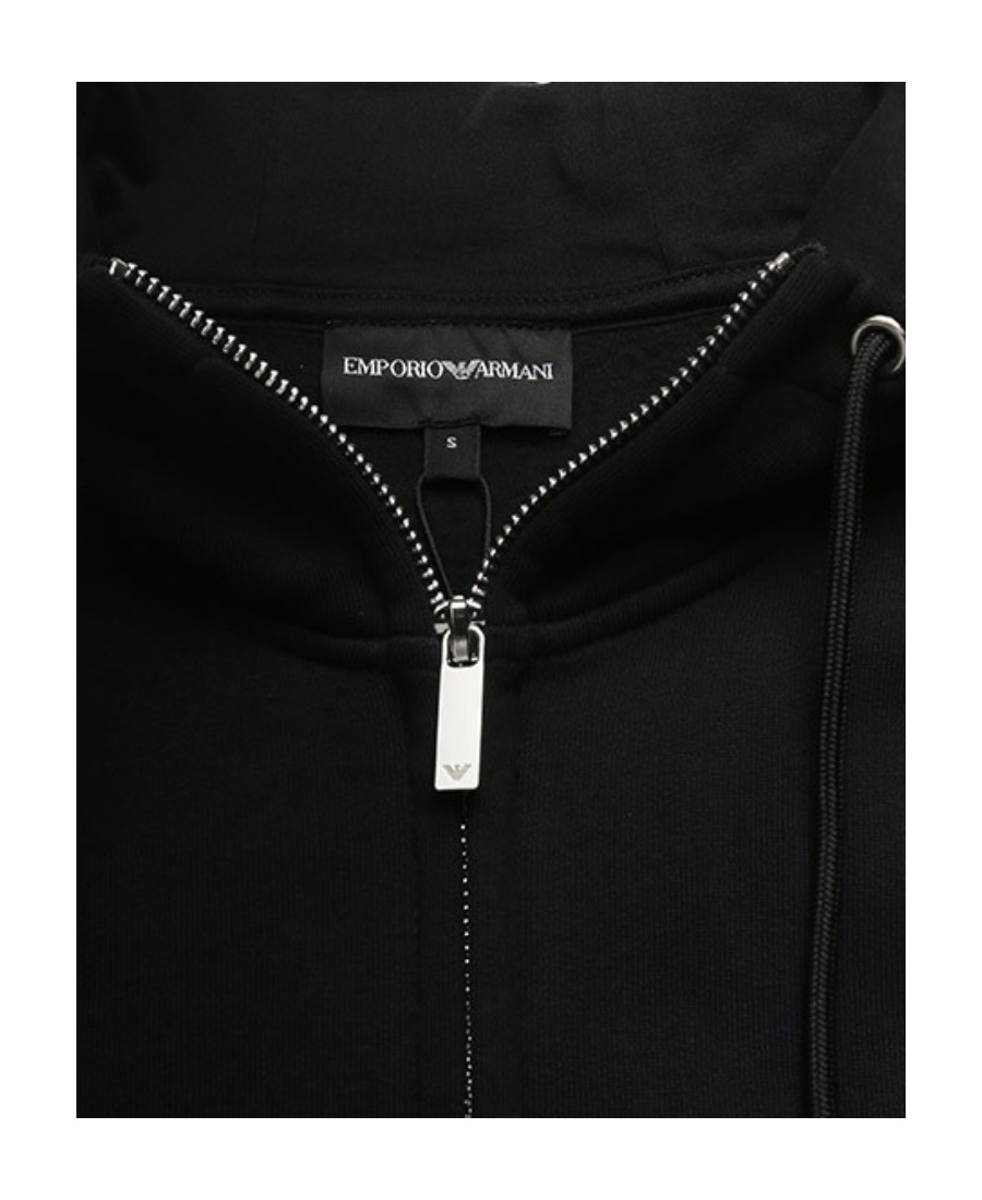 Emporio Armani Graphic-print Zip-up Hoodie In Black
