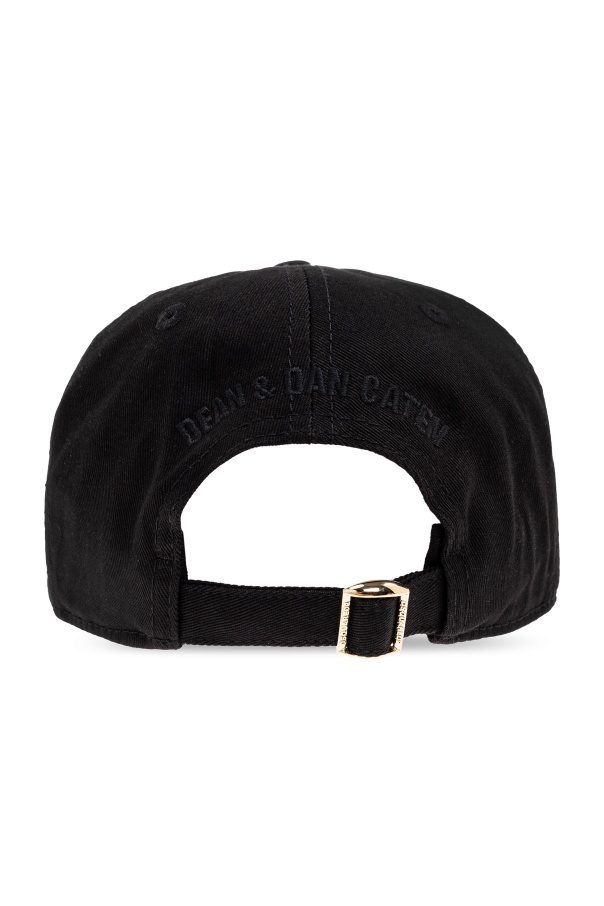 Dsquared2 Gold-tone Logo Plaque Baseball Cap In Black