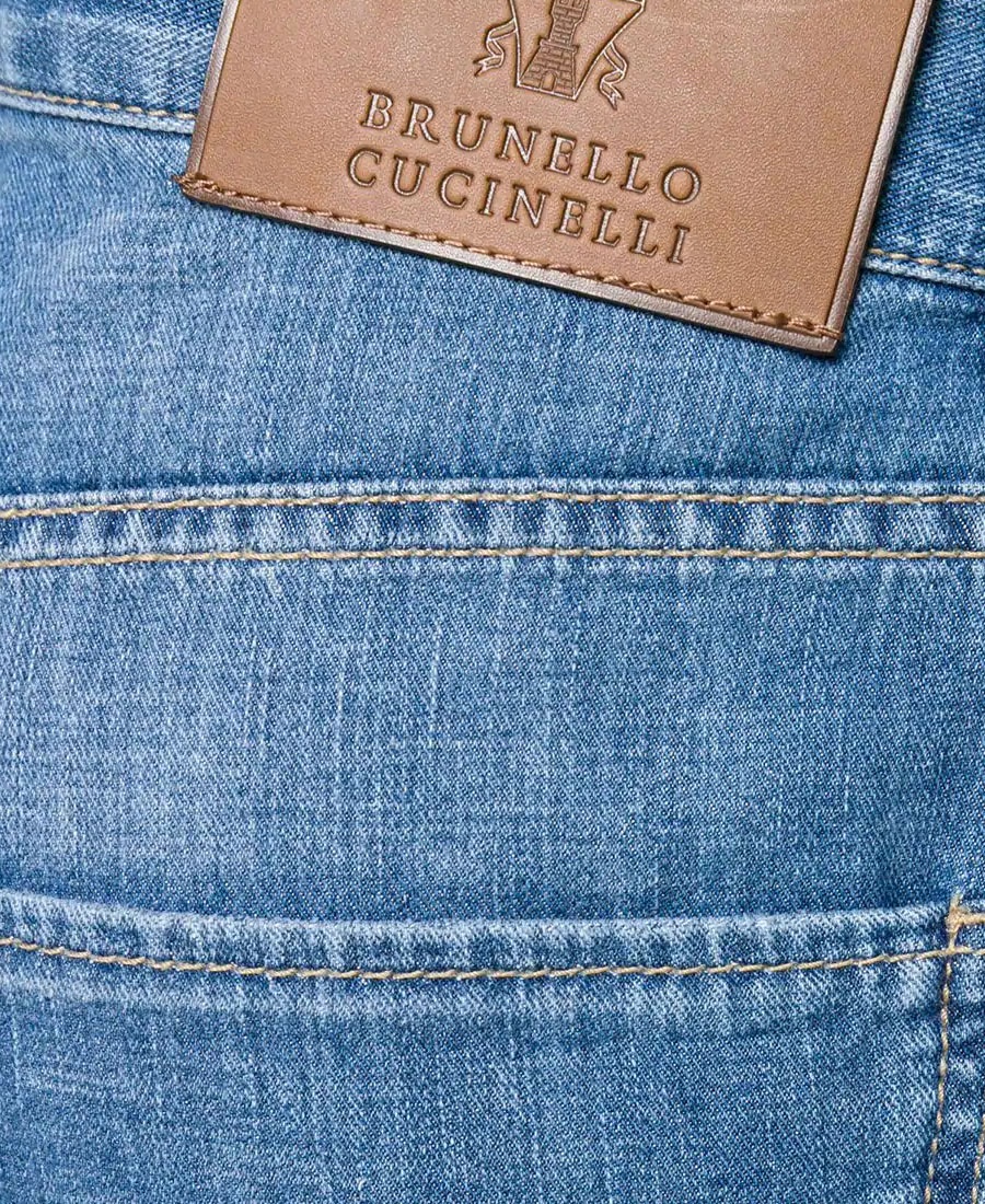 Brunello Cucinelli Logo-patch Straight-leg Jeans In Blue