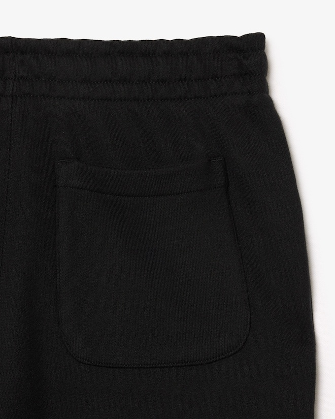 Lacoste Crocodile Badge Drawstring Cotton Sweatpants In Black